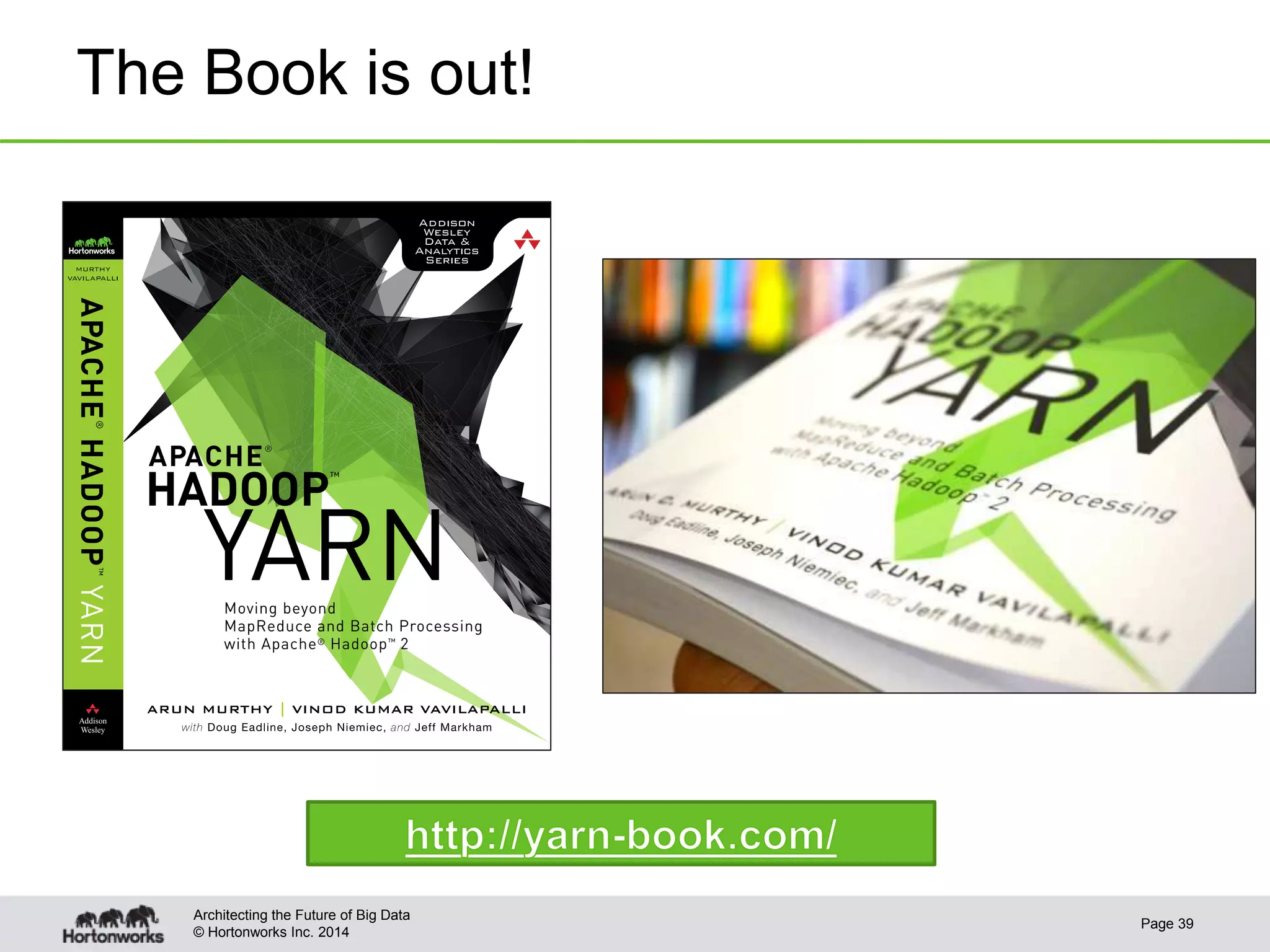 © Hortonworks Inc. 2014
The Book is out!
Page 39
Architecting the Future of Big Data
 