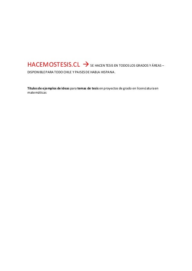 Temas para tesis de licenciatura en matematicas Temas para tesis de licenciatura en matematicas