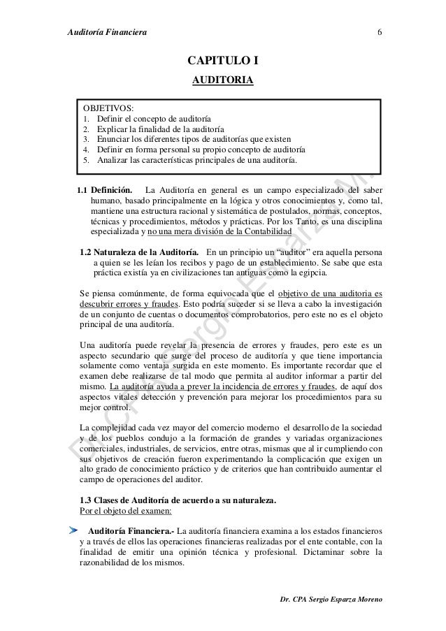 AUDITORIA FINANCIERA AUDITORIA FINANCIERA