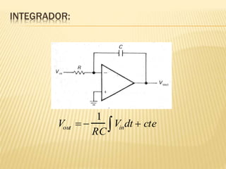 INTEGRADOR:
Vout  
1
RC
Vindt  cte
 