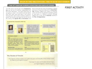 FIRST ACTIVITY
SPAIN IN THE 18th CENTURY. THE WAR OF SUCCESSION
 