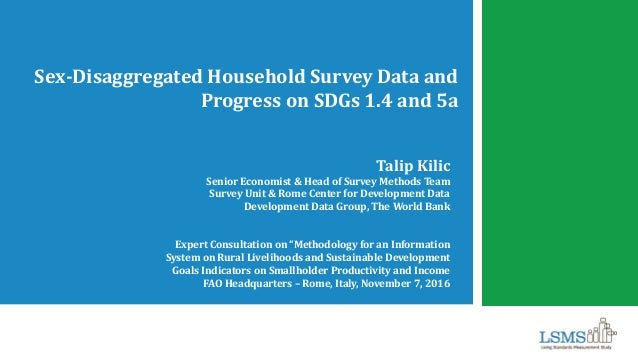 Sex Disaggregated Household Survey Data And Progress On Sdgs 1 4 And - 