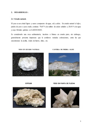 Yeso Roca MATERIAL AGLOMERANTE: YESO | DOCX