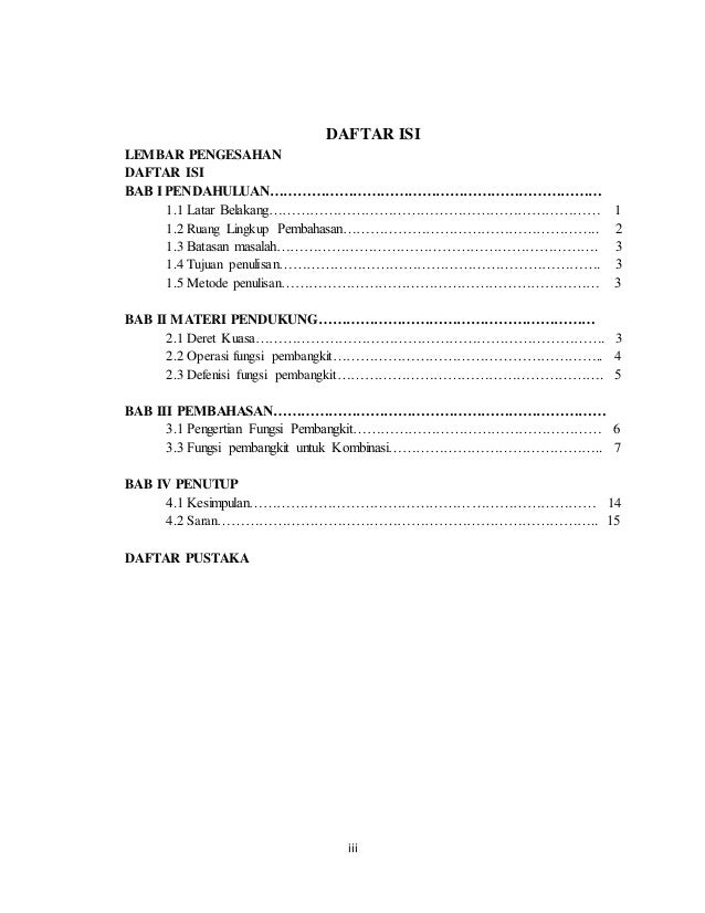 T.fungsi pembangkit untuk kombinasi iin
