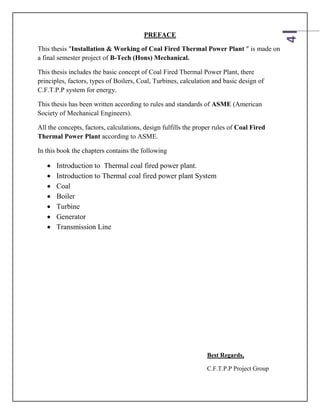 Installation & Working of Coal Fired Thermal Power Plant | PDF