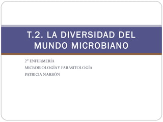 T.2. LA DIVERSIDAD DEL
   MUNDO MICROBIANO
2° ENFERMERÍA
MICROBIOLOGÍA Y PARASITOLOGÍA
PATRICIA NARBÓN
 