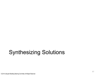 © 2014 Lifecycle Modeling Steering Committee. All Rights Reserved
Synthesizing Solutions
87
 
