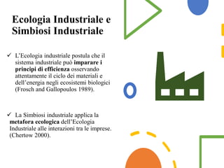 SUSTAINABILITYMANAGEMENT
Ecologia Industriale e
Simbiosi Industriale
✓ L’Ecologia industriale postula che il
sistema indus...