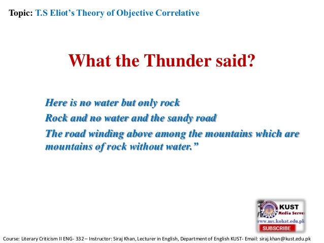 T S Eliot Theory Of Objective Correlative