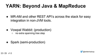 Hadoop 2 @ Twitter, Elephant Scale 