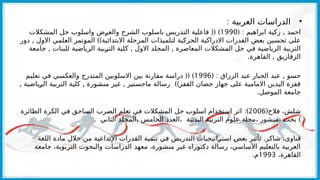 •
: ‫العربية‬ ‫الدراسات‬
( : ,
‫ابراهيم‬ ‫زكية‬ ‫احمد‬
1990
(( )
‫المشكالت‬ ‫حل‬ ‫واسلوب‬ ‫ـض‬
‫ر‬‫والع‬ ‫الشرح‬ ‫باسلوب‬ ‫التدريس‬ ‫فاعلية‬
, ))
‫دور‬ ‫االول‬ ‫العلمي‬ ‫الموتمر‬ ‫االبتدائية‬ ‫المرحلة‬ ‫لتلميذات‬ ‫الحركية‬ ‫االدراكية‬ ‫القدرات‬ ‫بعض‬ ‫تحسين‬ ‫على‬
, , ,
‫جامعة‬ ‫للبنات‬ ‫الرياضية‬ ‫ـبية‬
‫ر‬‫الت‬ ‫كلية‬ ‫االول‬ ‫المجلد‬ ‫المعاصرة‬ ‫المشكالت‬ ‫حل‬ ‫في‬ ‫الرياضية‬ ‫التربية‬
. ,
‫القاهرة‬ ‫الزقازيق‬
( : ,
‫الرزاق‬ ‫عبد‬ ‫الجبار‬ ‫عبد‬ ‫حسو‬
1996
(( )
‫تعليم‬ ‫في‬ ‫والعكسي‬ ‫المتدرج‬ ‫االسلوبين‬ ‫بين‬ ‫ـارنة‬
‫ق‬‫م‬ ‫دراسة‬
, , , ))
‫ـياضية‬
‫ر‬‫ال‬ ‫التربية‬ ‫كلية‬ ‫منشورة‬ ‫غير‬ ‫ماجستير‬ ‫رسالة‬ ‫القفز‬ ‫حصان‬ ‫جهاز‬ ‫على‬ ‫االمامية‬ ‫اليدين‬ ‫قفزة‬
.‫الموصل‬ ‫جامعة‬
(‫فالح‬ ،‫شلش‬
2006
:)
‫الطائرة‬ ‫الكرة‬ ‫في‬ ‫الساحق‬ ‫الضرب‬ ‫تعلم‬ ‫في‬ ‫المشكالت‬ ‫حل‬ ‫ـ‬
‫ب‬‫اسلو‬ ‫استخدام‬ ‫اثر‬
. )
‫الثاني‬ ‫المجلد‬، ‫الخامس‬ ‫العدد‬، ‫البدنية‬ ‫التربية‬ ‫علوم‬ ‫مجلة‬، ‫منشور‬، ‫ـ‬
‫ث‬‫بح‬
.
‫اللغة‬ ‫مادة‬ ‫خالل‬ ‫من‬ ‫اإلبداعية‬ ‫القدرات‬ ‫تنمية‬ ‫في‬ ‫التدريس‬ ‫ـاتيجيات‬
‫ر‬‫است‬ ‫ـ‬
‫ض‬‫بع‬ ‫تأثير‬ ‫شاكر‬ ،‫قناوى‬
‫جامعة‬ ،‫التربوية‬ ‫والبحوث‬ ‫الدراسات‬ ‫معهد‬ ،‫منشورة‬ ‫غير‬ ‫دكتوراه‬ ‫رسالة‬ ،‫األساسي‬ ‫بالتعليم‬ ‫العربية‬
،‫القاهرة‬
1993
.‫م‬
 