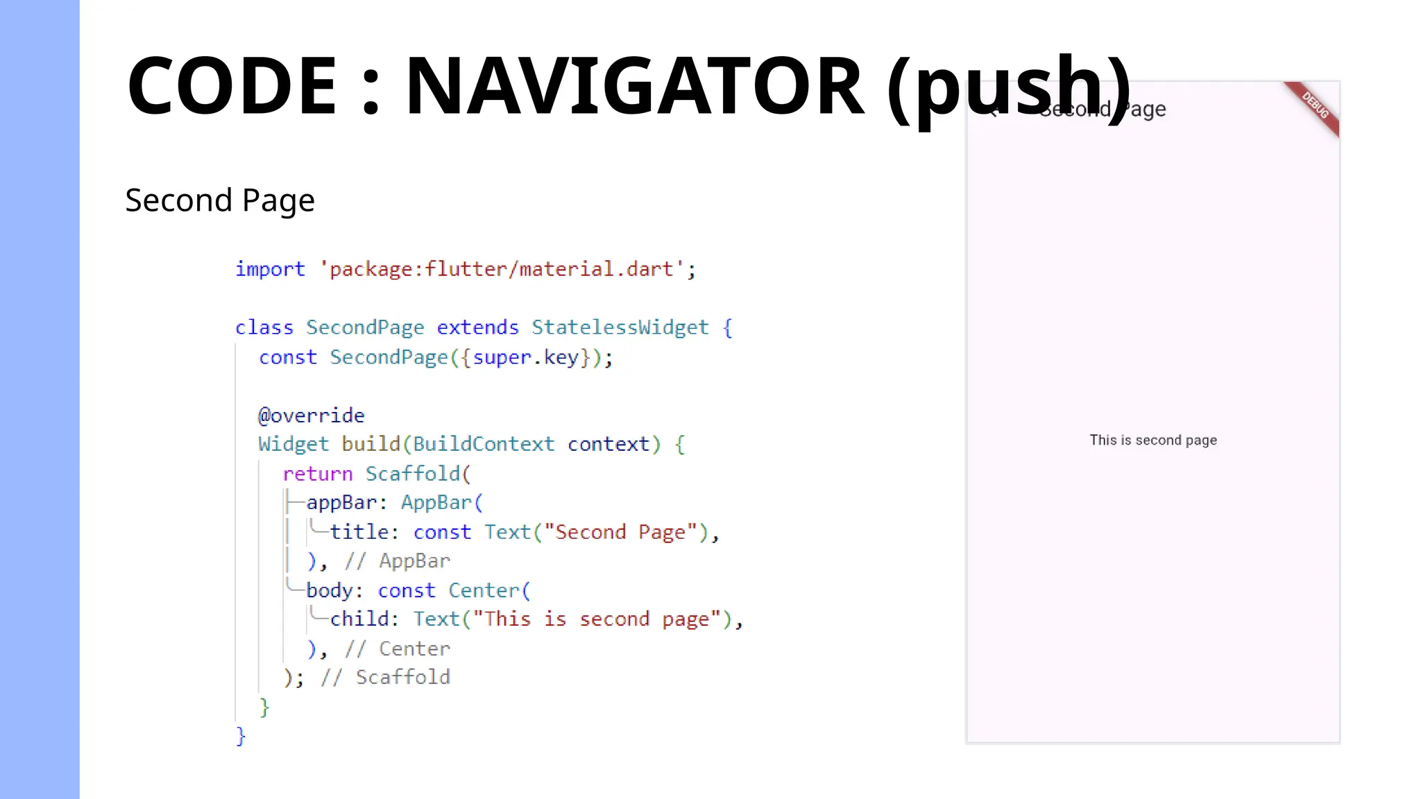 CODE : NAVIGATOR (push)
Second Page
 