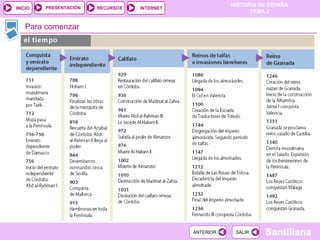 PRESENTACIÓN
                                                         HISTORIA DE ESPAÑA
INICIO                  RECURSOS   INTERNET
                                                               TEMA 2


   Para comenzar




                                              ANTERIOR    SALIR    Santillana
 
