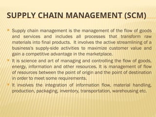 SUPPLY CHAIN MANAGEMENT PPTS FOR BBA AND MBA STUDENTS | PPTX