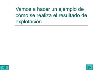 Vamos a hacer un ejemplo de
cómo se realiza el resultado de
explotación.
 
