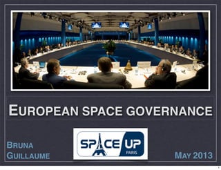 EUROPEAN SPACE GOVERNANCE
BRUNA
GUILLAUME MAY 2013
1
 