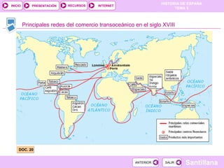 Principales redes del comercio transoceánico en el siglo XVIII DOC. 20 