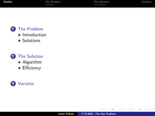 Hat Problem Probability T-79.4001 The Hat Problem | PDF