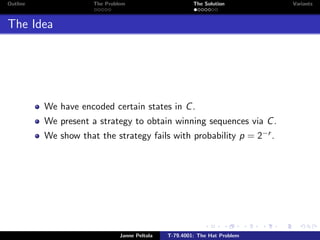Hat Problem Probability T-79.4001 The Hat Problem | PDF
