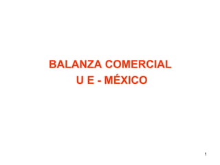 BALANZA COMERCIAL  U E - MÉXICO 