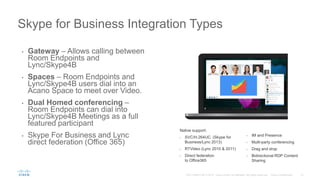 Cisco Intelligent Proximity
Embracing Mobile Devices for Richer Collaboration Experiences
Auto-synchronize contacts and
call log from your mobile phone
to your desk phone
View and share content
wirelessly in the meeting room
Experience high-quality
audio for mobile devices
at the desktop
 