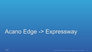 Cisco DX80 Front View
1080p30 with
63-degree
field-of-view
23-inch,
1920x1080
LCD capacitive
touchscreen
On mute
indicator
Power/lock
button
“Source”
button
Speaker
Dual-array
microphones
Features
§ 802.11 a/b/g/n wireless and Gigabit
Ethernet connectivity
§ Bluetooth and USB
§ Peripheral support offers many options
for personalization
§ HDMI input for PC or Mac display and
content sharing
§ Tiltable document camera
§ VESA (75 and 100) mount support
Delivers a lifelike HD video experience to the desktop, and its ease of use
allows you to focus on communicating
 