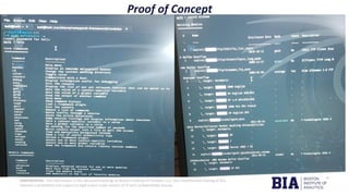 CONFIDENTIAL: The information in this document belongs to Boston Institute of Analytics LLC. Any unauthorized sharing of this
material is prohibited and subject to legal action under breach of IP and confidentiality clauses.
Proof of Concept
 
