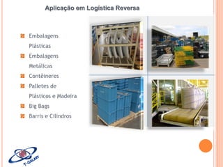 Aplicação em Logística Reversa

Embalagens

Plásticas
Embalagens
Metálicas
Contêineres
Palletes de
Plásticos e Madeira
Big Bags

Barris e Cilindros

 