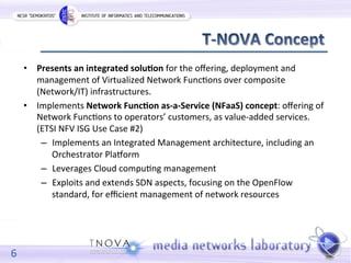 • Presents 
an 
integrated 
solu=on 
for 
the 
offering, 
deployment 
and 
management 
of 
Virtualized 
Network 
Func6ons ...