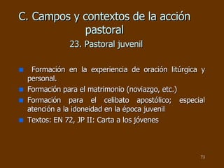 C. Campos y contextos de la acción pastoral   23. Pastoral juvenil ,[object Object],[object Object],[object Object],[object Object]