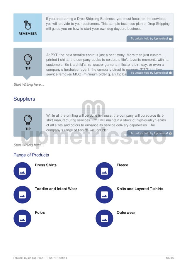 T shirt business plan Example