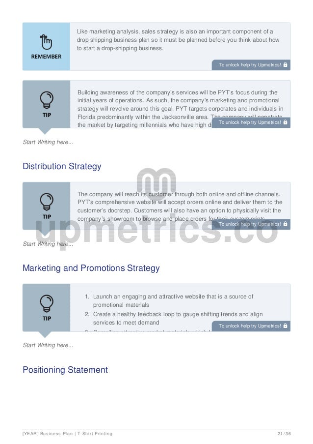T shirt business plan Example