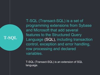T-SQL & Triggers | PPT