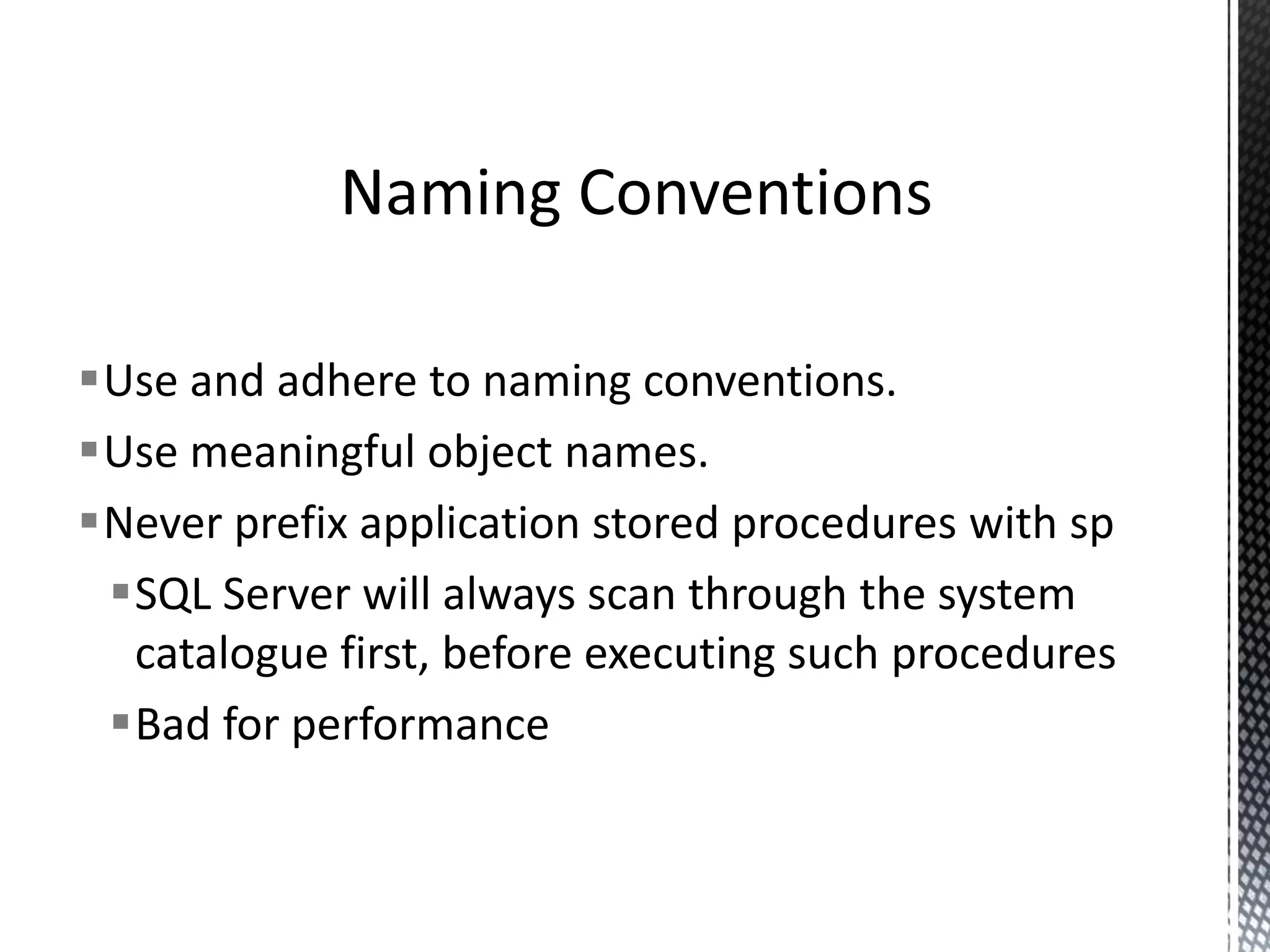 CREATE PROCEDURE /*===================================================================================* //* /* */ */Name : uspMyProc /* /* /* /* /* /* ( */ */ */ */ */ */ Description: Stored should procedure to demonstrate what a specimen comment banner look like. Parameters : @Parameter1 int, /* First parameter passed into procedure. */ */ */ /* --------------------------------------------------------------------------- @Parameter2 int /* Second parameter passed into procedure. ) /* /* /* /* /* /* /* /* */ */ */ */ */ */ */ */ Change History ~~~~~~~~~~~~~~ Version ------- 1.0 Author -------------------- C. J. Adkin Date -------- 09/08/11 Ticket ------ 3525 Description ------------------------------------ Initial version created. /*===================================================================================*/ AS BEGIN . . Comment Banner Example 