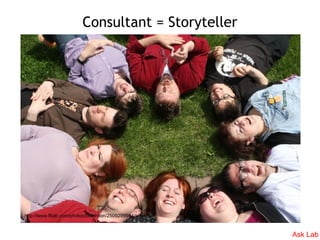 Consultant = Storyteller




http://www.flickr.com/photos/brashlion/2509299954/sizes/o/



                               ...