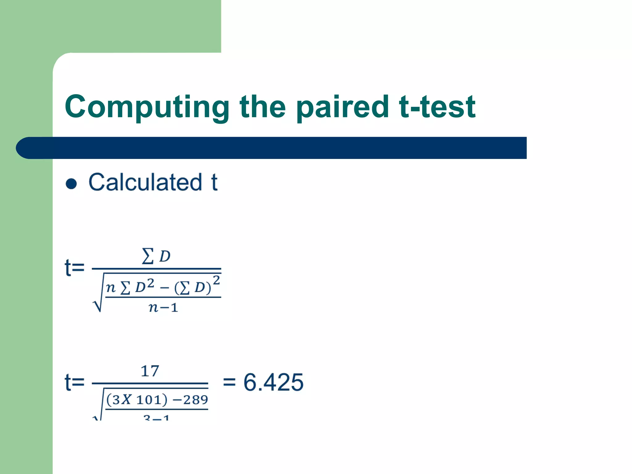 Computing the paired t-test
 