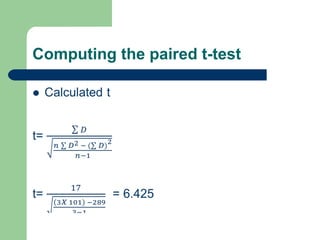 Computing the paired t-test
 