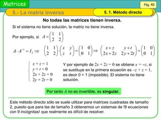 Matrices Matemáticos universitario pptx | PPT