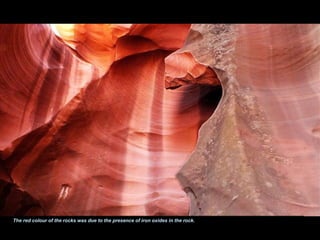 The red colour of the rocks was due to the presence of iron oxides in the rock. 
 