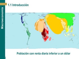 [ 5 ]
Macroeconomía
1.1 Introducción
Población con renta diaria inferior a un dólar
 
