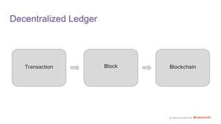An education effort from
Decentralized Ledger
Transaction Block Blockchain
 