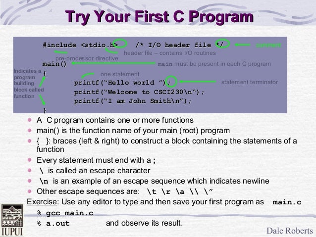 C language first program