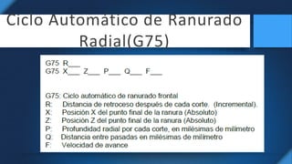 Ciclo Automático de Ranurado
Radial(G75)
 