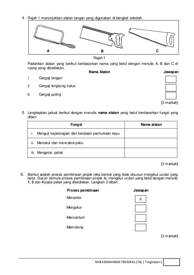 SOALAN TINGKATAN 1 2015