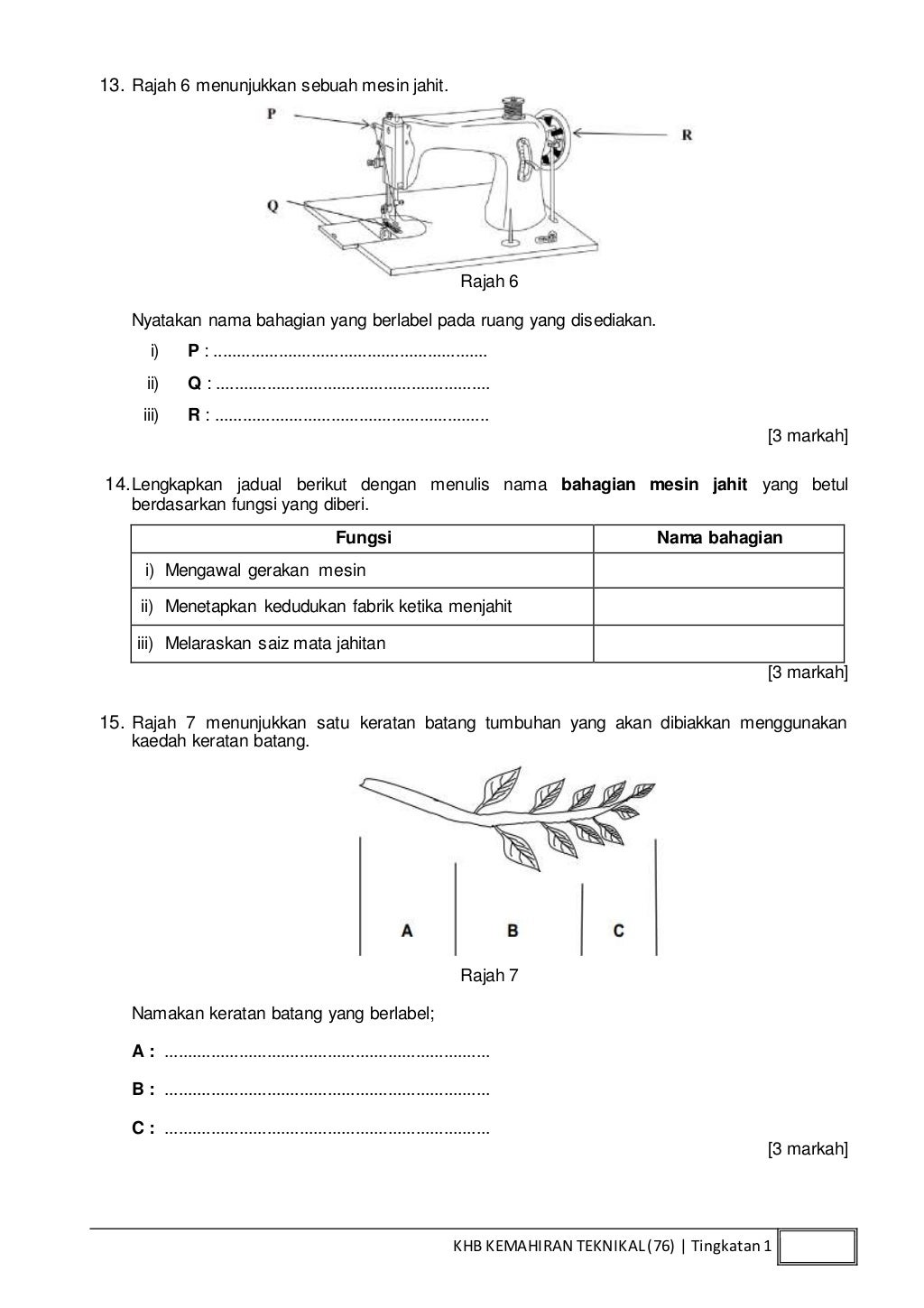 SOALAN TINGKATAN 1 2015