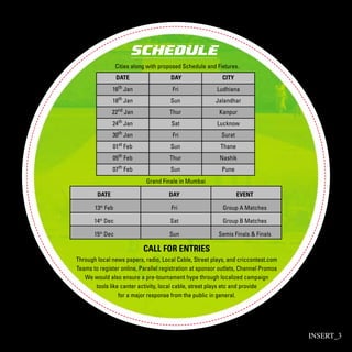 T 10 Gully Cricket Brochure