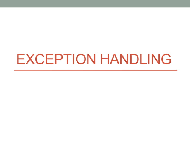 exception handling | PPT