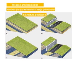 Riesgos gravitacionales
Factores que que determinan el riesgo gravitacional
Estructura geológica
 
