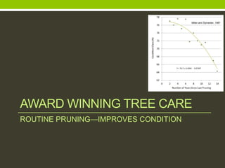 AWARD WINNING TREE CARE
ROUTINE PRUNING—IMPROVES CONDITION
Miller and Sylvester, 1981
 