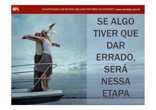 CONSTRUINDO UM MUNDO MELHOR POR MEIO DA INTERNET: www.conrado.com.br




                                                      SE ALGO
                                                     TIVER QUE
                                                        DAR
                                                      ERRADO,
                                                        SERÁ
                                                       NESSA
                                                       ETAPA   @conradoadolpho
TURMA 14 - CERTIFICAÇÃO 8Ps – SÃO PAULO                        conrado@8ps.com
 